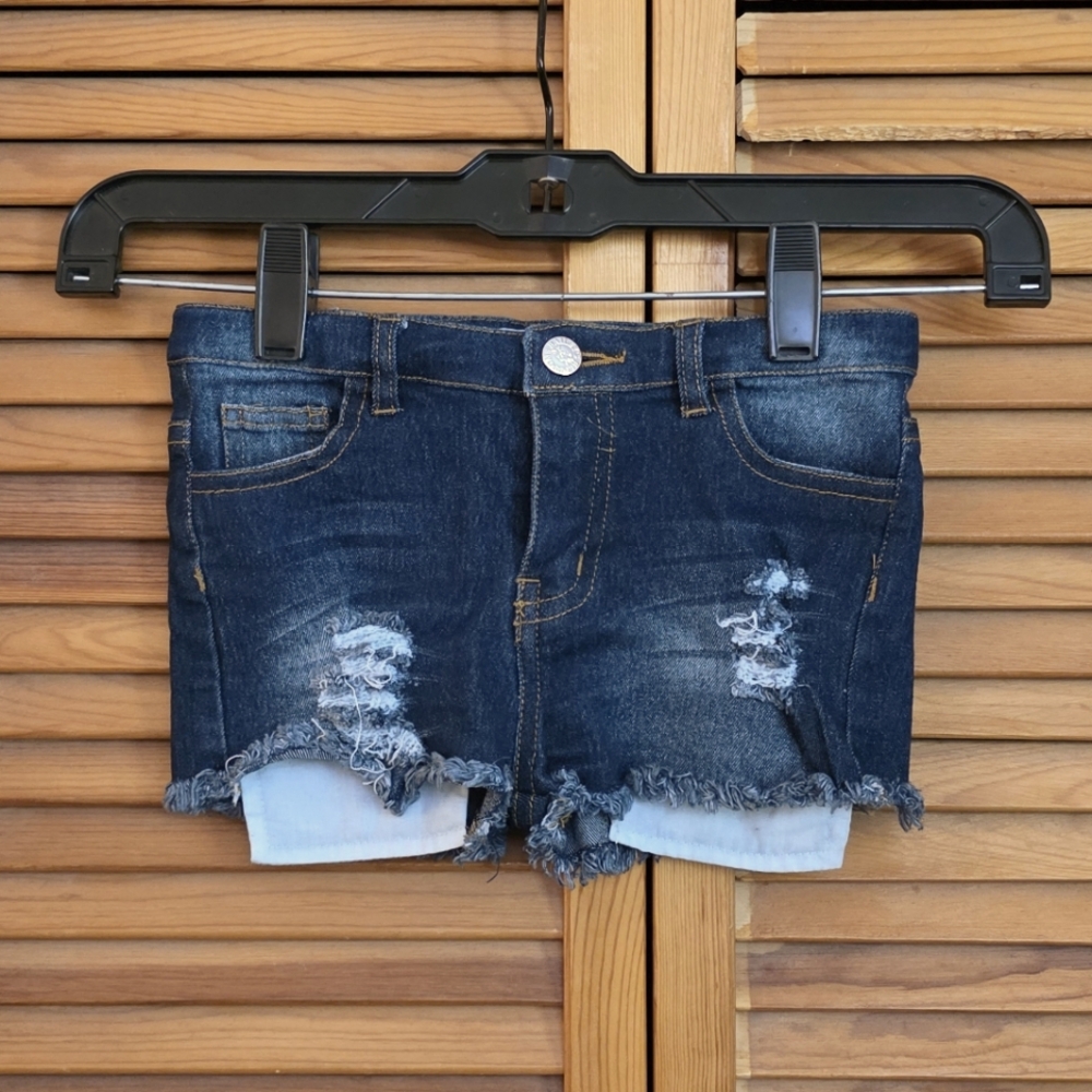 EUC Bailey's Blossoms Girls Distressed Denim Shorts Size 3T